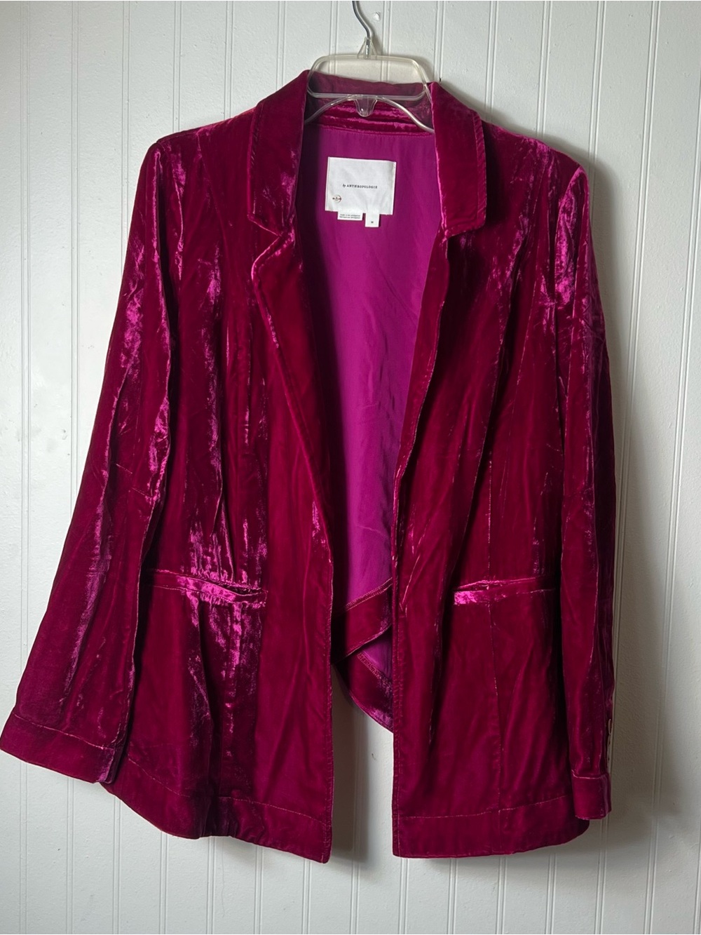 Anthropologie velvet jacket size medium